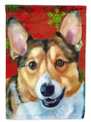 Corgi Red Snowflakes Holiday Christmas Garden Flag 2-Sided 2-Ply