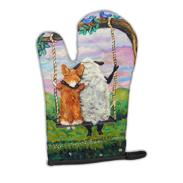 Corgi With Sheep Love Grows Oven Mitt