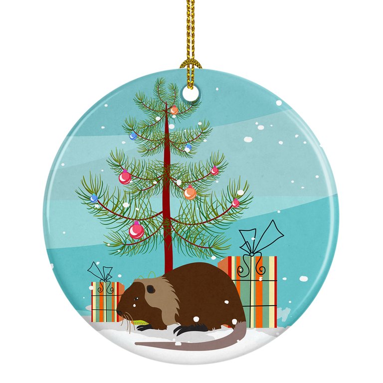 Coypu Nutria River Rat Christmas Ceramic Ornament