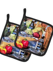 Crabs and Barqs Pair of Pot Holders