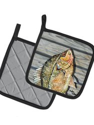 Croppie Fish on Pier Pair of Pot Holders