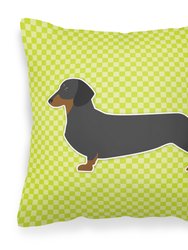 Dachshund Checkerboard Green Fabric Decorative Pillow