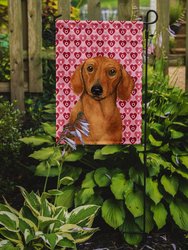 Dachshund Hearts Love and Valentine's Day Portrait Garden Flag 2-Sided 2-Ply