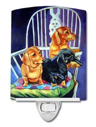 Dachshund Two Red and a Black and Tan Ceramic Night Light