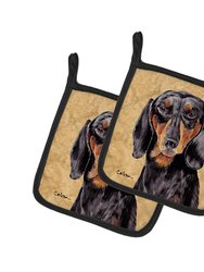 Dachshund Wipe your Paws Pair of Pot Holders