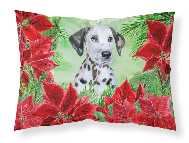 Dalmatian Puppy Poinsettas Fabric Standard Pillowcase