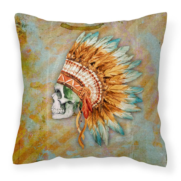 Day of the Dead Indian Skull  Fabric Decorative Pillow - Brown