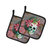 Day of the Dead Skull Flowers Pair of Pot Holders - Brown