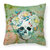 Day of the Dead Skull with Flowers Fabric Decorative Pillow - Brown