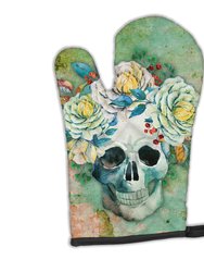 Day of the Dead Skull with Flowers Oven Mitt - Brown