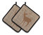 Deer Burlap and Brown BB1012 Pair of Pot Holders