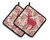 Deer Shabby Chic Pink Roses  Pair of Pot Holders