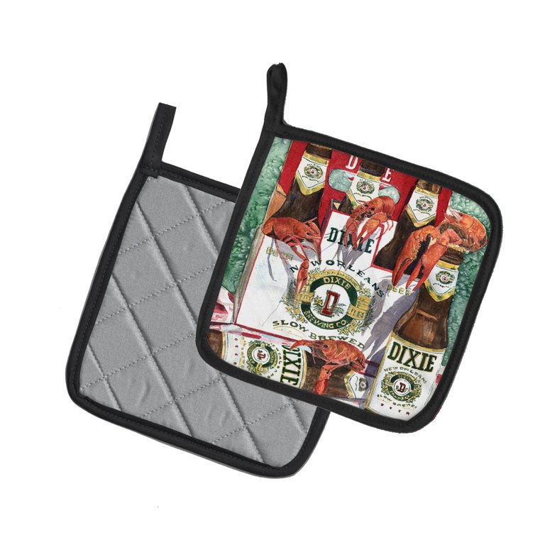 Dixie Beer and Crawfish New Orleans Pair of Pot Holders