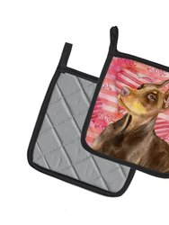 Doberman Pinscher Love Pair of Pot Holders