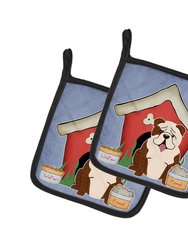 Dog House Collection English Bulldog Brindle White Pair of Pot Holders