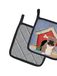 Dog House Collection English Bulldog Grey Brindle  Pair of Pot Holders