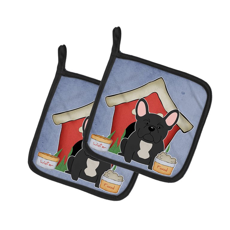 Dog House Collection French Bulldog Black Pair of Pot Holders