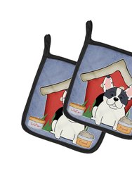 Dog House Collection French Bulldog Piebald Pair of Pot Holders