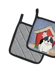 Dog House Collection French Bulldog Piebald Pair of Pot Holders