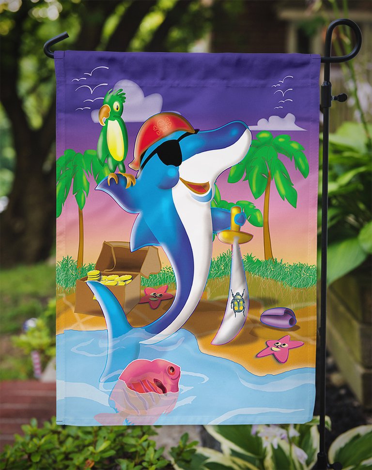 Dolphin Pirate Garden Flag 2-Sided 2-Ply