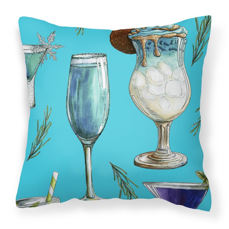 Drinks and Cocktails Blue Fabric Decorative Pillow