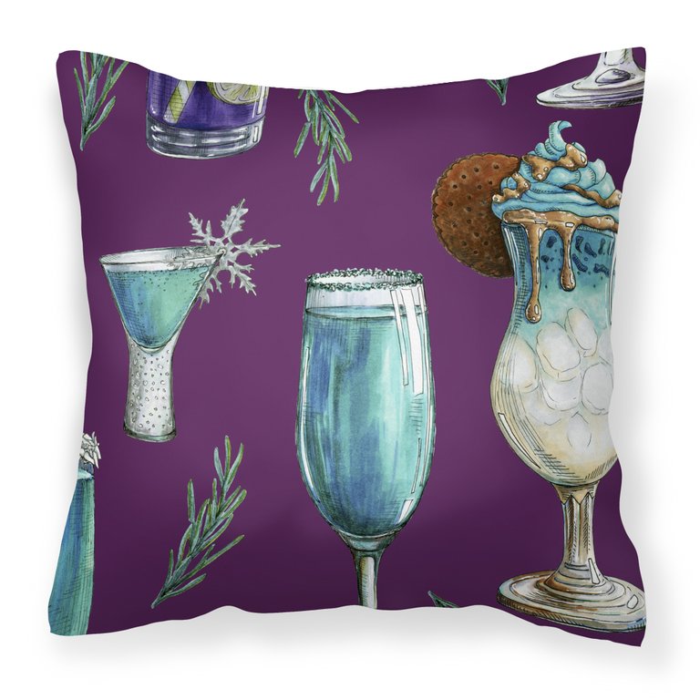 Drinks and Cocktails Purple Fabric Decorative Pillow