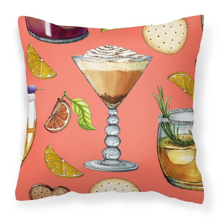 Drinks and Cocktails Salmon Fabric Decorative Pillow