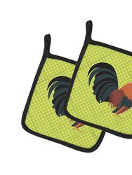 Dutch Bantam Chicken Green Pair of Pot Holders