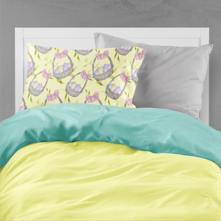 Easter Basket and Eggs Fabric Standard Pillowcase