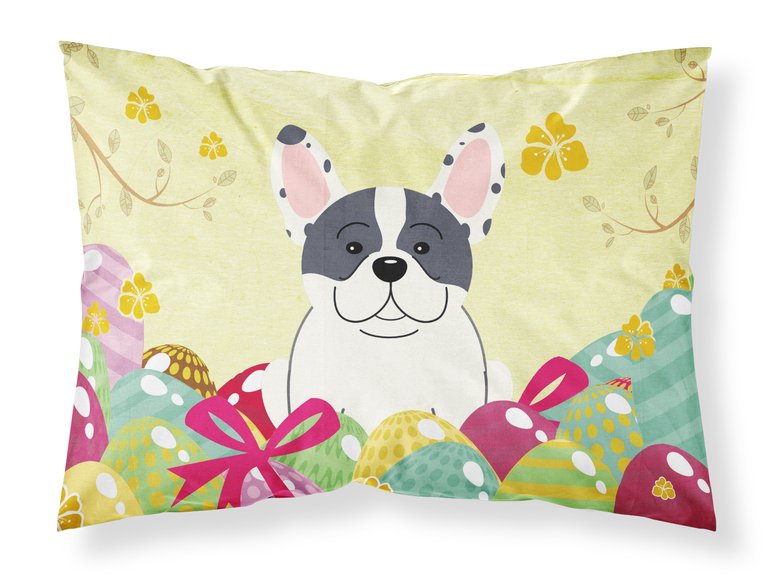 Easter Eggs French Bulldog Piebald Fabric Standard Pillowcase