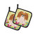 Easter Eggs Pekingese Red White Pair of Pot Holders