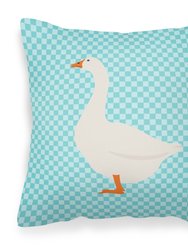 Embden Goose Blue Check Fabric Decorative Pillow