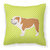English Bulldog Checkerboard Green Fabric Decorative Pillow