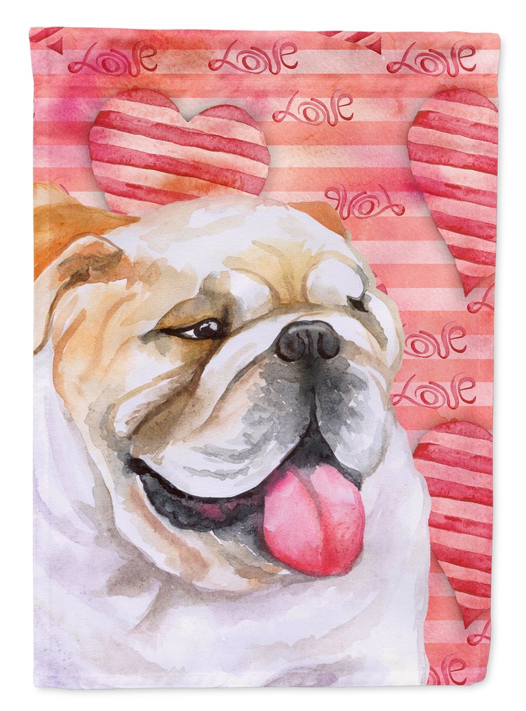 English Bulldog Love Garden Flag 2-Sided 2-Ply