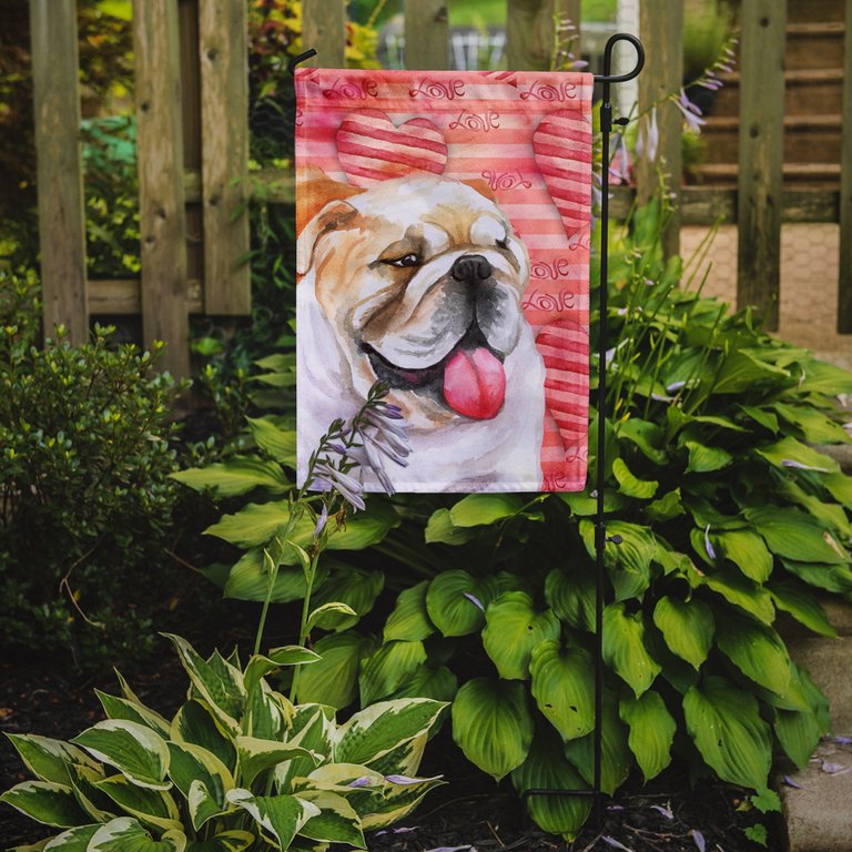 English Bulldog Love Garden Flag 2-Sided 2-Ply