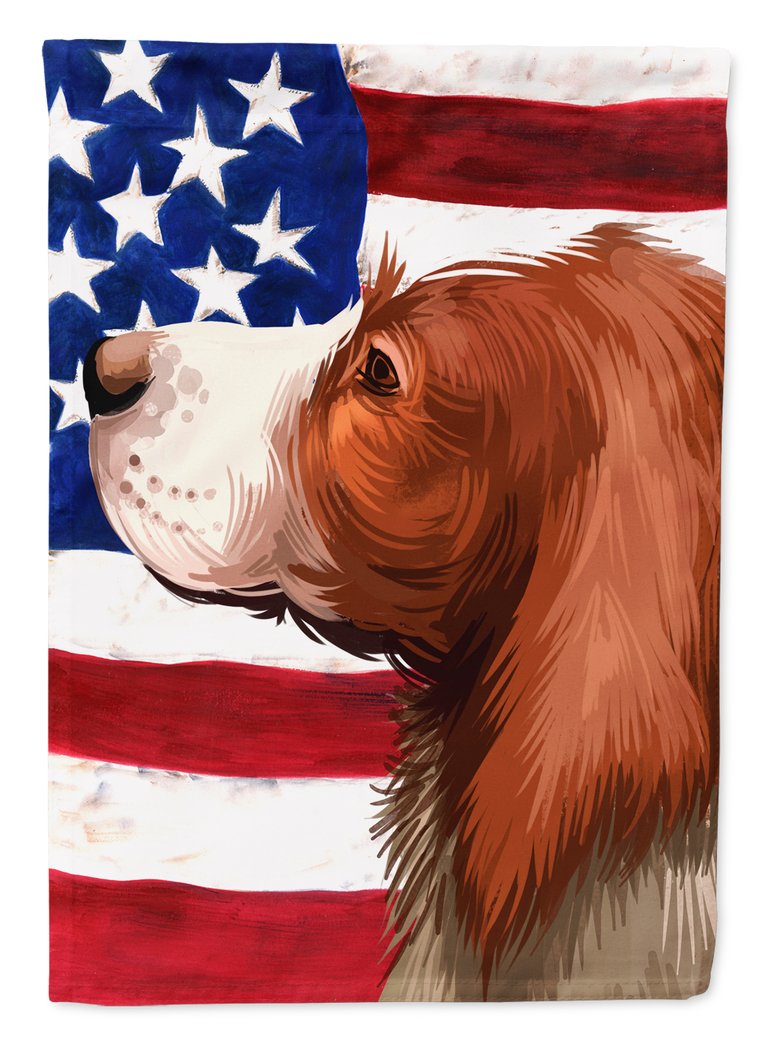 English Setter Dog American Flag Garden Flag 2-Sided 2-Ply