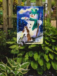 English Springer Spaniel with Artist Snowman Garden Flag 2-Sided 2-Ply