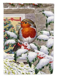 European Robin at the Window Garden Flag 2-Sided 2-Ply