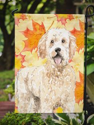 Fall Leaves Goldendoodle Garden Flag 2-Sided 2-Ply