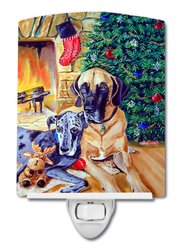 Fawn and Blue Great Dane waiting on Christmas  Ceramic Night Light