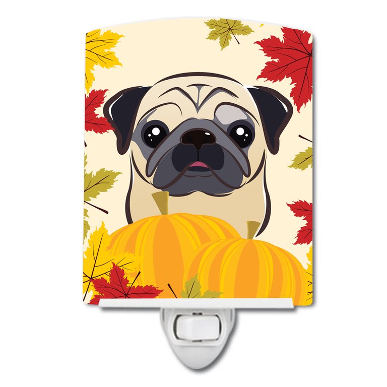 Fawn Pug Thanksgiving Ceramic Night Light