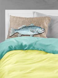 Fish Speckled Trout  on Faux Burlap Fabric Standard Pillowcase