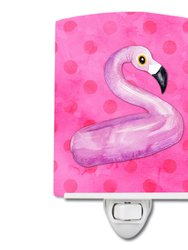 Flamingo Floaty Pink Polkadot Ceramic Night Light