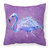 Flamingo on Purple Fabric Decorative Pillow