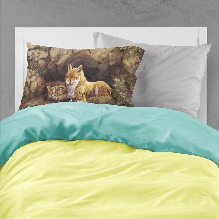 Fox Family Foxes by the Den Fabric Standard Pillowcase