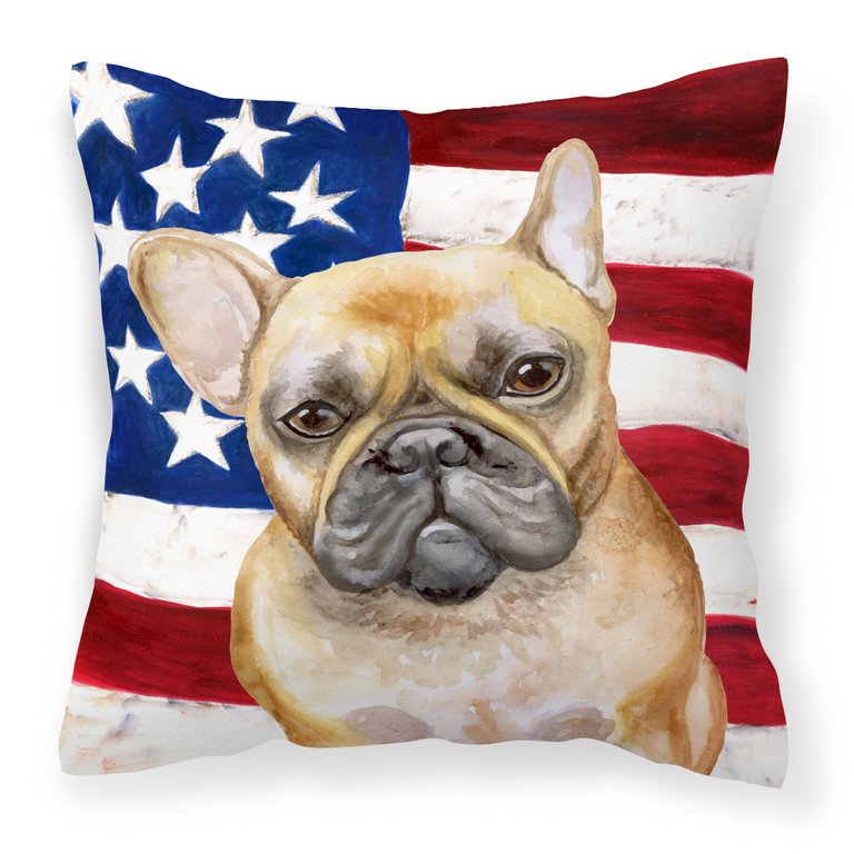 French Bulldog Patriotic Fabric Decorative Pillow