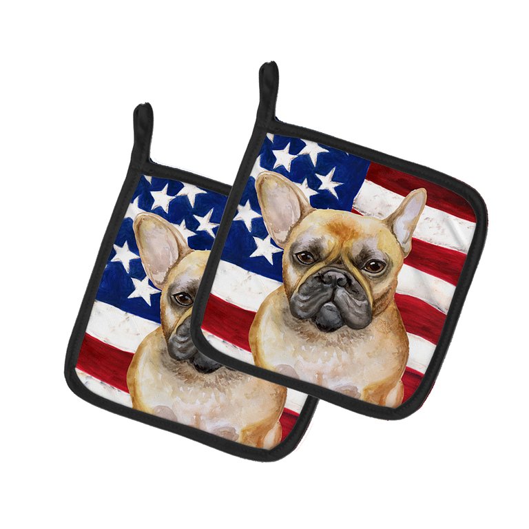 French Bulldog Patriotic Pair of Pot Holders