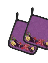 Fruits and Vegetables in Purple BB5132DS66 Pair of Pot Holders