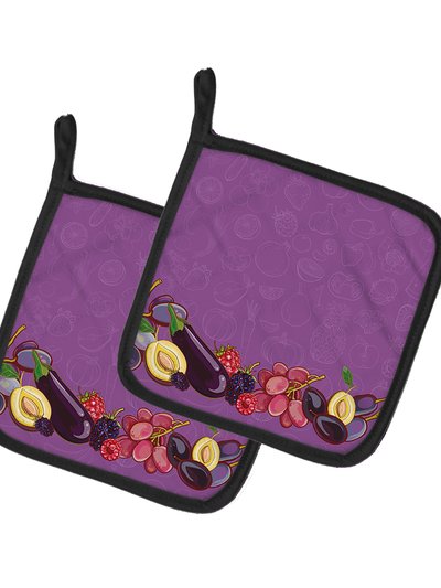 Caroline's Treasures Fruits and Vegetables in Purple BB5132DS66 Pair of Pot Holders product
