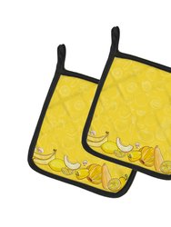 Fruits and Vegetables in Yellow BB5134DS66 Pair of Pot Holders